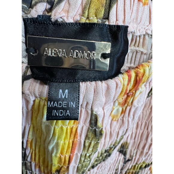 Alexia Admor Amabella Smocked Off-the-Shoulder Madi Dress Lemon Print M - Picture 13 of 14